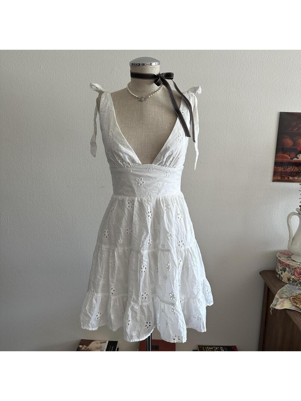 Princess Polly Galvis white tiered mini dress